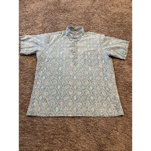 Vintage Hawaiian Shirt Reyn Spooner Size L 70s Mint Floral Reverse Print Pulover